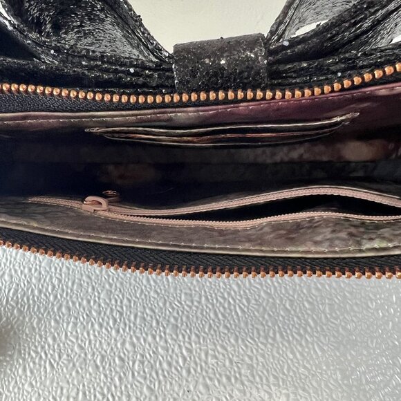 Black Glitter Bow Velvet Shimmering Fairy Princess Evening Bag Ted Baker London - Picture 7 of 11